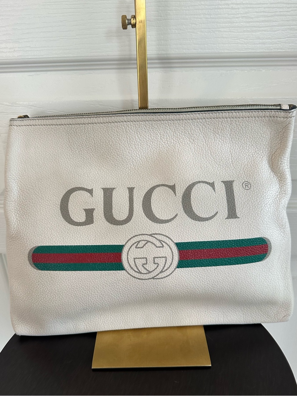 Gucci Pebbled Calfskin Leather Pouch/Clutch – Cream Authentic w COA - EUC